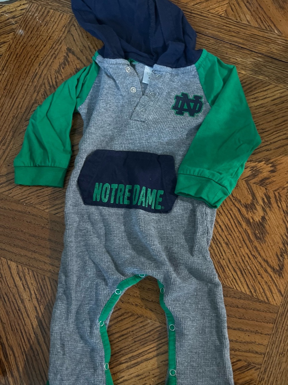 Colosseum Grey, Green & Navy Notre Dame Hooded One-Piece